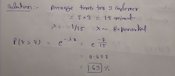 Saluhion asdoaer 1s mimu X~ Exponenhal Aresage time too 3 1/15 -2 e 0.627 -7 J63)ソ.