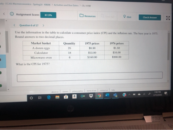 sity - EC201 Macroeconomics - Spring 20 - KWAK > Activities and Due Dates > Ch. 9 HW < Assignment Score: 87.5% Resources Hint