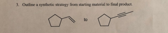 3. Outline a synthetic strategy from starting material to final product to