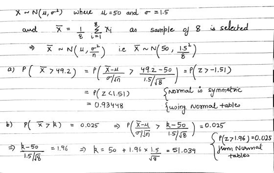 and X= aimple i.e XN/ 50 151 8 -0.93448 uoing p(271.96 ) =0.025