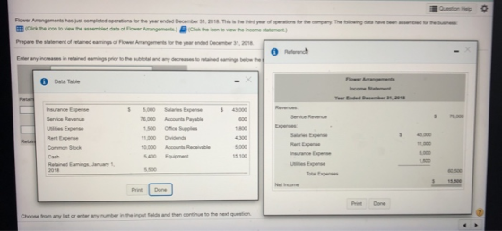 Flower Arrangements has just completed operations for the year ended December 31, 2018. This is the third year ofertions for