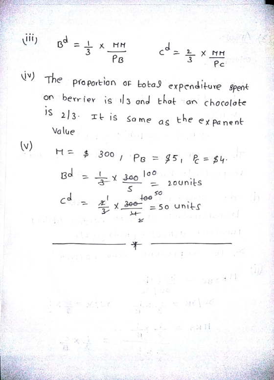 3 2 3 e pro portion oF Lota9 expendituve spent on berr ier is l3 ond that an chocolote the ex pa nent IS 23 Tt IS Same as Value 20units 50