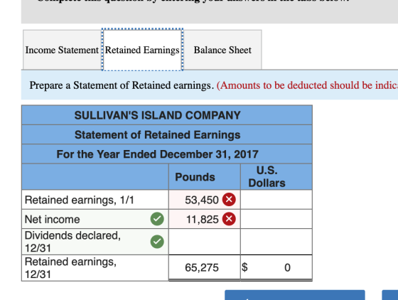 Income Statement Retained Earnings Balance Sheet Prepare a Statement of Retained earnings. (Amounts to be deducted should be