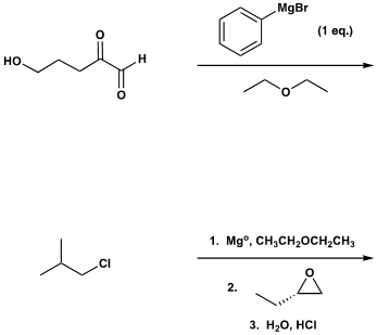MgBr (1 еq.) н но о 1. Mg°, CH,сH,осH,сH, .CI 2. 3. Н,о, HС NO