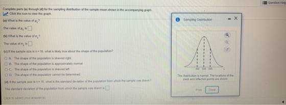 INI Question Help Sampling Distribution - X Complete parts (a) through (d) for the sampling distribution of the sample mean s