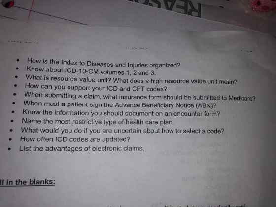 How is the Index to Diseases and Injuries organized? Know about ICD-10-CM volumes 1, 2 and 3. . What is resource value unit?