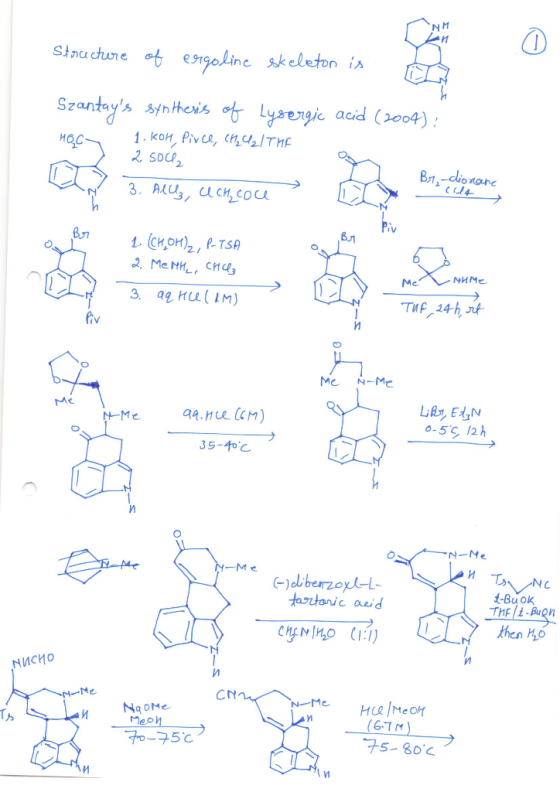 NH Stnucture ot esrgolinc skeleton is Szantays ntheris oLysergic acid (2004) 1.koH, PivCe, Ch, uz/THE 2 sou изс- B7,dionone