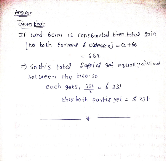 Ansuey C)Nen that IF tind 6orm is cons tm eted then totol 9ain to bo th orme-s l ceeyeiJ-660 662 between the two So each gets, 61 - ^ 33/ 2 hus both pavtig getS 33