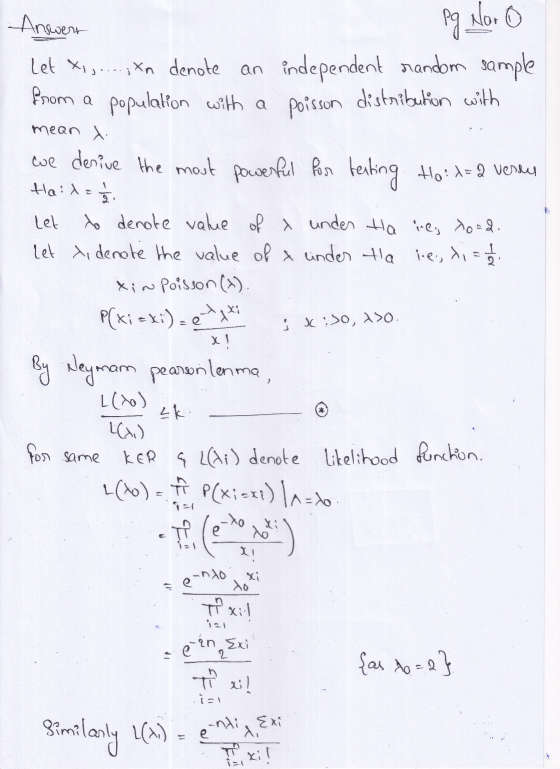 Let X1 Xn Denote An Independent Random Sample From A Population 