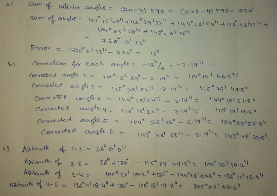 al Sum of interior angles - Qn-w890 = (2x 6 - 4890=720 Sum of angles - 101 15 call of 15 2915211 & 1u4i8lcule a 110 13122 +