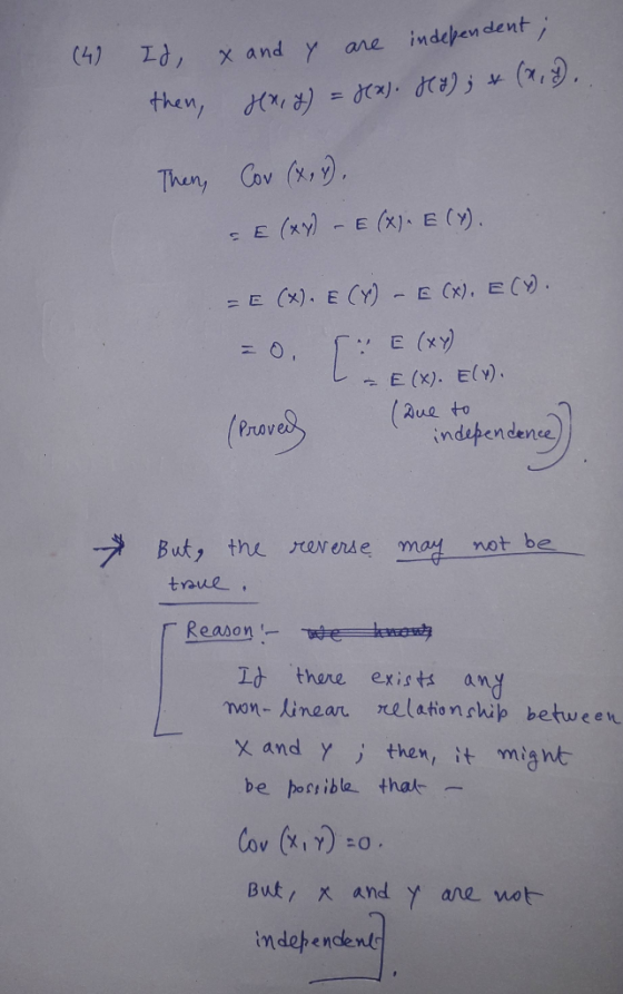 indepen dent (4) x and y ane then, Then Cov (x, (xyE (K). E () = E (x). E (Y) - E Cx). E C) E (xy) E (x). Elv) (2ue indupende