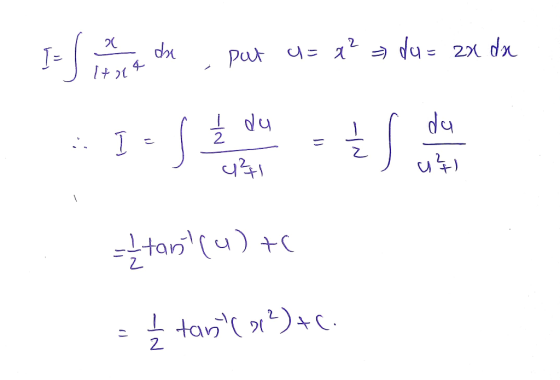 - I-lea y de put u = x² = du= ax de 1.5 D Sure = tant (4) +c - ļ tan(223)+c.