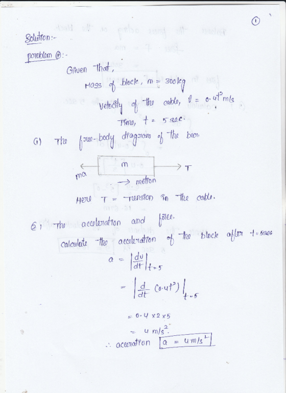 Solutt on: Gluen that Hass of blocte, m300 14 calculate taertton h block dt H dt u mis