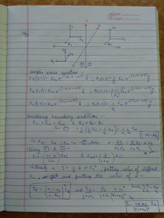 DATE: _L PAGE: XBT Bl® complex wave equations - i B7(2,t) = 1 Eo, el - il-K, -wt) Eu ei lk, z-wt) i . ilk, 2-wt EI (2 t) = Ee