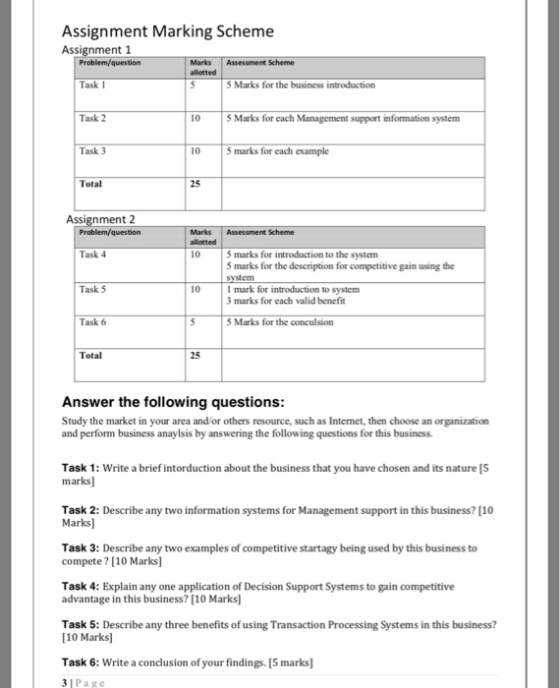 Assignment Marking Scheme Assignment 1 Marks Assessment Scheme allotted Task 1 5 Marks for the business introduction Task 2 1