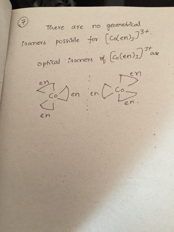 There are no geometrical isoners possible for [colen, st. ophical coomers of [colen)3] ave