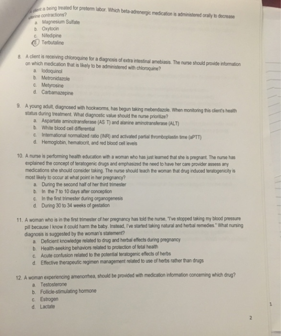 gnt s being treated for preterm labor. Which beta-adrenergic medication is administered orally to decrease uterine contractio