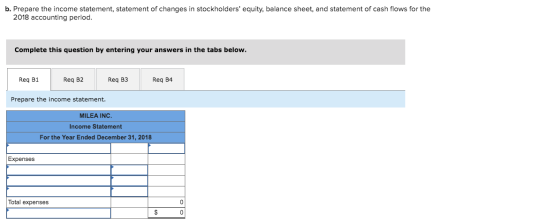 b. Prepare the income statement, statement of changes in stockholders equity, balance sheet, and statement of cash flows for