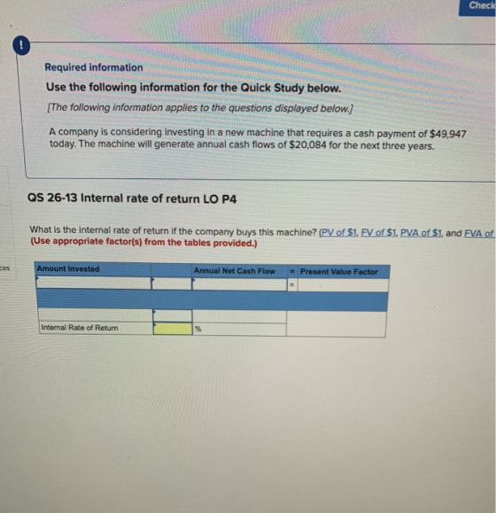Check Required Information Use The Following Information For The 