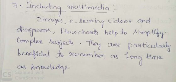7. Including multimedia Eimages, e-lecoing videos and diagrama, flowchaots help to Aimp lify- Complex subjects They aste pasi