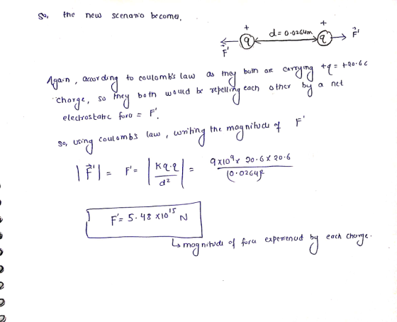 So, the neuw scenamo be come, d= 0.0264m n;n , ator dunto coulombs law as ne bulnCaT Choye, so mới b° th u.uld be ซeheu So, u