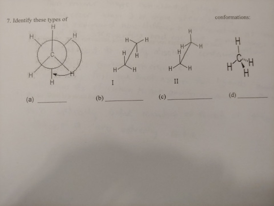 conformations: 7. Identify these types of Н Н. II ZH I H HH H-OH H