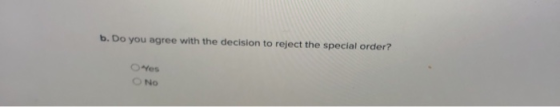 b. Do you agree with the decision to reject the special order? NO