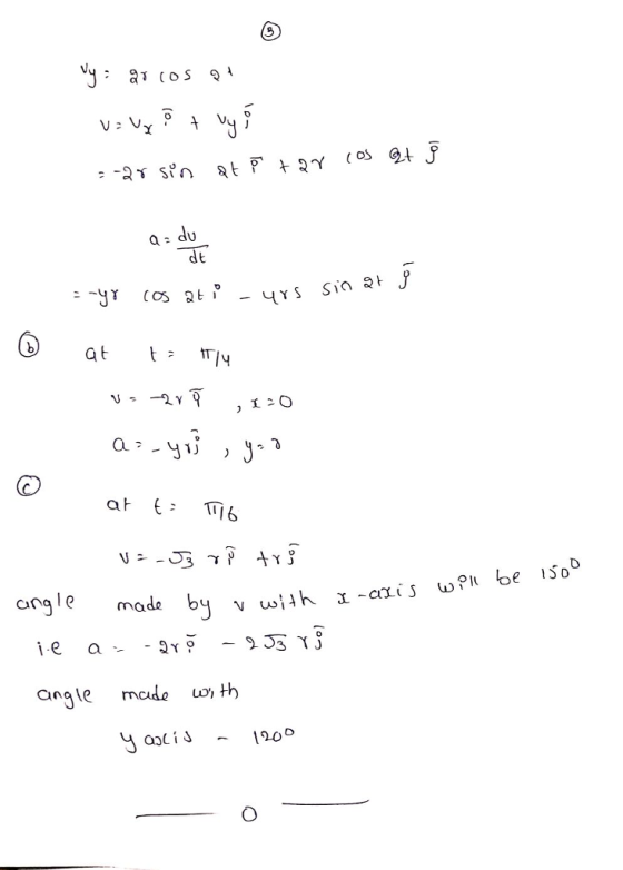 du dt at t /y 12O angle mada by v woiih x e a angle mcde uo th