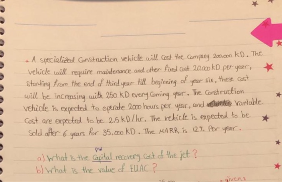 A specialized Construction vehicle will cost the company 200,000 ko. The vehicle will require maintenance and other fixed cos