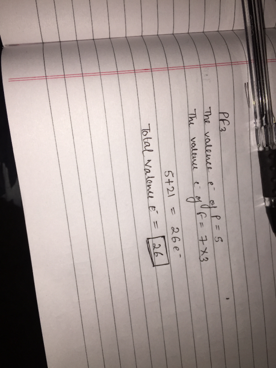 Pf3 The valence e The valen 5+21 26 e Total Nalenu E= 26