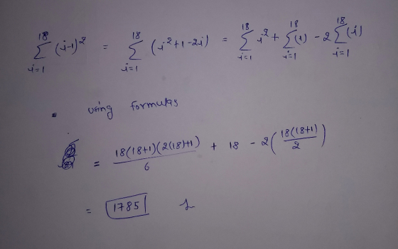 is g. for 5 [ (ie 5 ( 12+1-21) = i=1 +51-22 (1) = 1 4-1 uring formulas 18(18+)(241871) + 18 - 21584E+) (1785 |