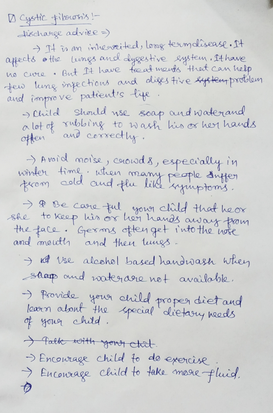 0 Cystic fiborosis! - discharge advice =) - - It is an inherited, long term disease. It affects the lings and dygestive syste