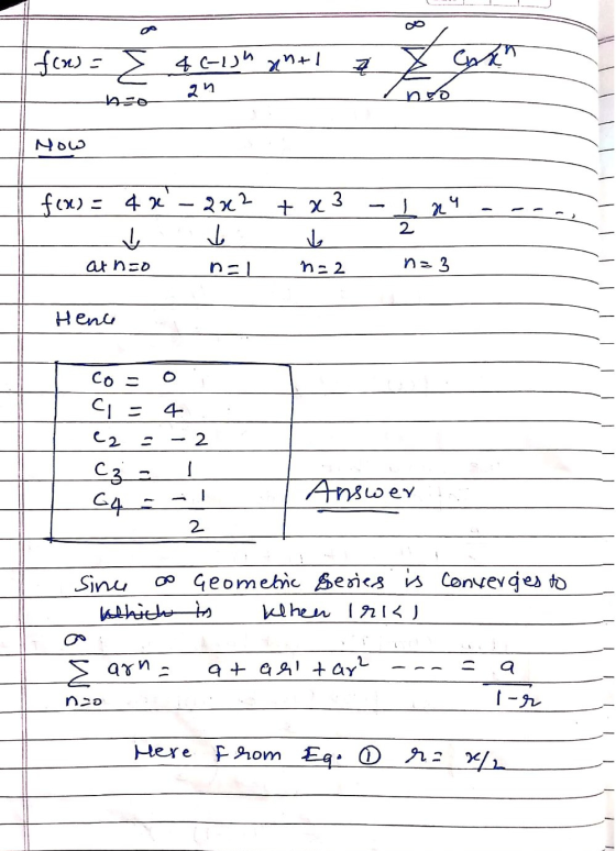 fins = 4c-ish antl 2n Z कर to nuo کاه M - Дач f(x) = 42 - 232 + x3 į at no n=1 n=2 2 n=3 Hence 0 + CO- C = e2 C3 = C4 - 2 An