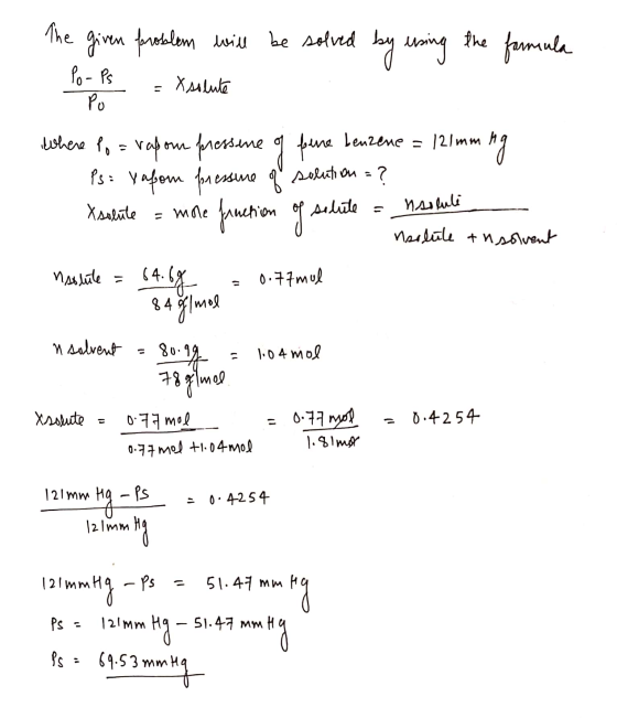 10 Umu The given problem will be solved by using the formula Po - PS - Xalute where po = vapom pressine o fere Leuzene = 121m