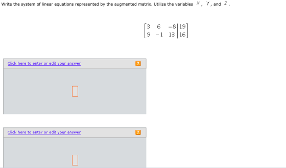 Write The System Of Linear Equations Represented By The Augmented 