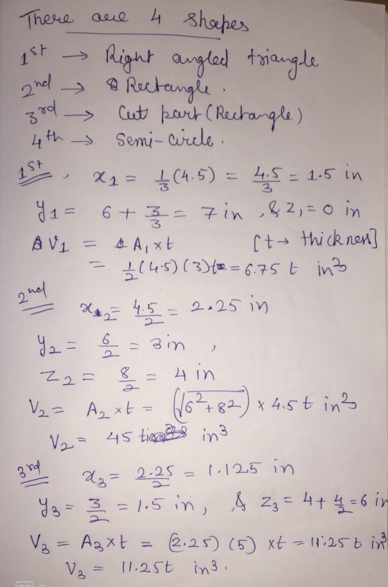 There are 4 shapes 15t and Right angled triangle → 8 Rectangle Cut part (Rectangle) 3rd 4th Semi-circle, 157 = 1.5 in anal 4.