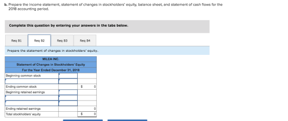 b. Prepare the income statement, statement of changes in stockholders equity, balance sheet, and statement of cash flows for
