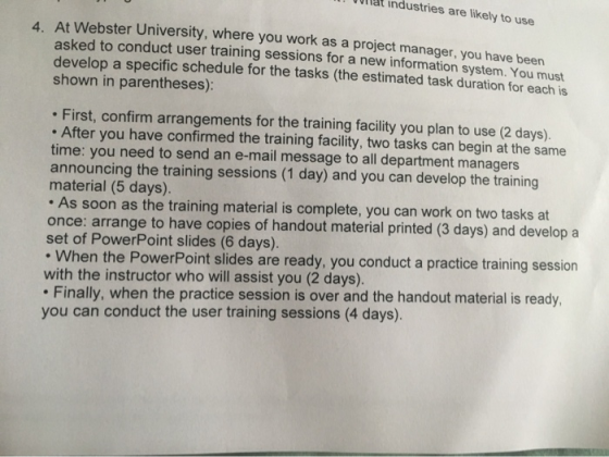 al Industries are likely to use 4 At Webster University, where you work as a project manager, you have been asked to conduct