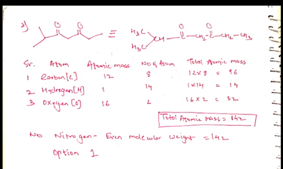 3 i i & holy checkerung H₂C Sr. Atom Atomic mass Non from No of Atom Total fomic mass I Carbonk] 12 12x8 = 96 1x14 - 14 2 Hyd