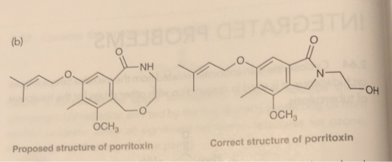 OH OCH OCHE Proposed structure of porritoxin Correct structure of porritoxin
