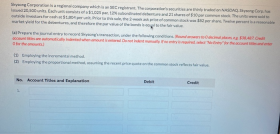 Skysong Corporation is a regional company which is an SEC registrant. The corporations securities are thinly traded on NASDA