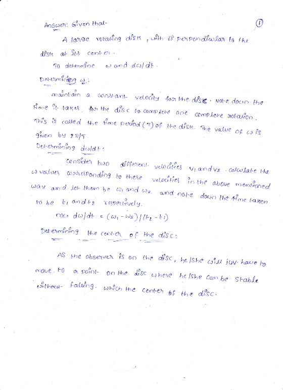 AnScseh: Given thal- dists al S cent-ei is ts catted e Vae peiod () of the disk. The vatue of ca 1s given by 7 aosarondicg to