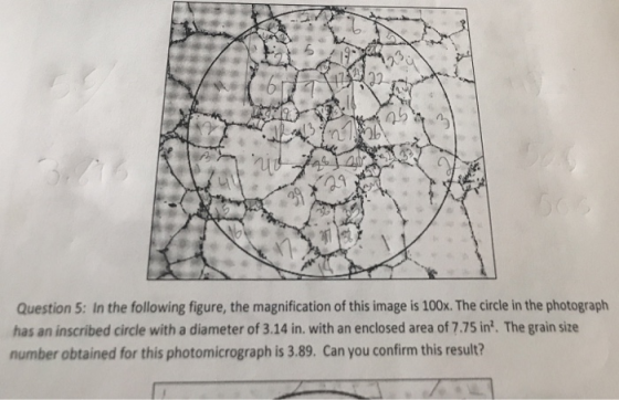 25 Sub Question 5: In the following figure, the magnification of this image is 100x. The circle in the photograph has an insc