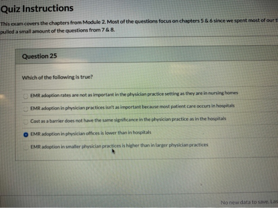 Quiz Instructions This exam covers the chapters from Module 2. Most of the questions focus on chapters 5 & 6 since we spent m