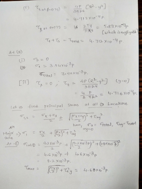 (1) Tat 6.015) = 4P, CR² - y2] Эty py 4.712 710 Up. 16 Ty = 5.894109, = To at 0.075 = TRY (which is negligable ! T + Ts - T