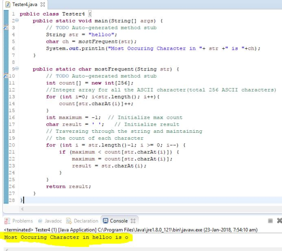 Tester4java 3 1 public class Tester4 2Θ public static void main (String[] args) { 3 // TODO Auto-generated method stub String