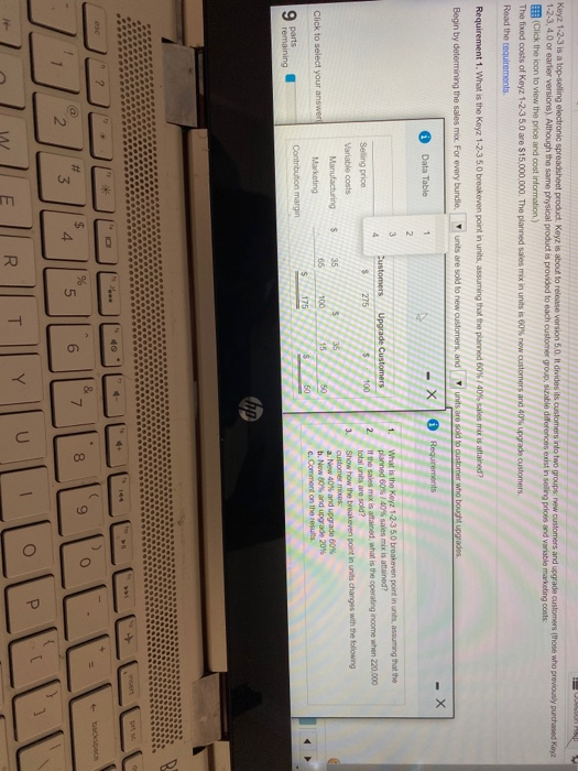 Keyz 1-2-3 is a top-selling electronic spreadsheet product Keyz is about to release version 5.0. It divides its customers int