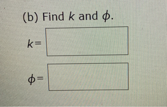 (b) Find k and 0. k= $=