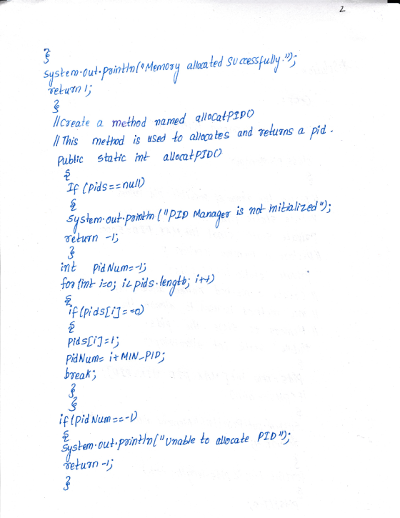 System out.PointlnMemosy allea ted Su cesspulby ceate amethod mamed ellocatptDO This method is uSed to alocates and veluans a