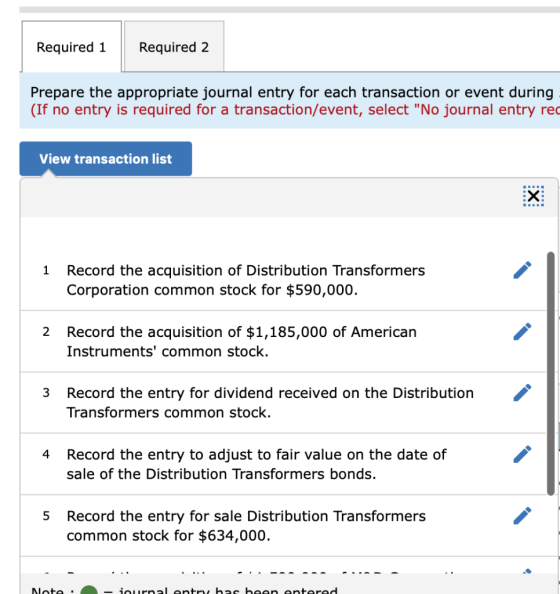 Required 1 Required 2 Prepare the appropriate journal entry for each transaction or event during (If no entry is required for